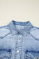 Beau Blue Chest Pocket Raw Hem Denim Loose Shirt Dress