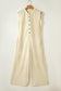 White Half Buttons Sleeveless Wide Leg Textured Jumpsuit